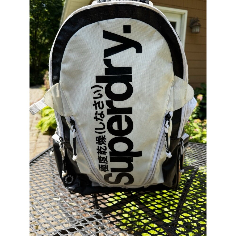 Superdry Backpack White Tech Laptop Bag Travel Sporty Athleisure